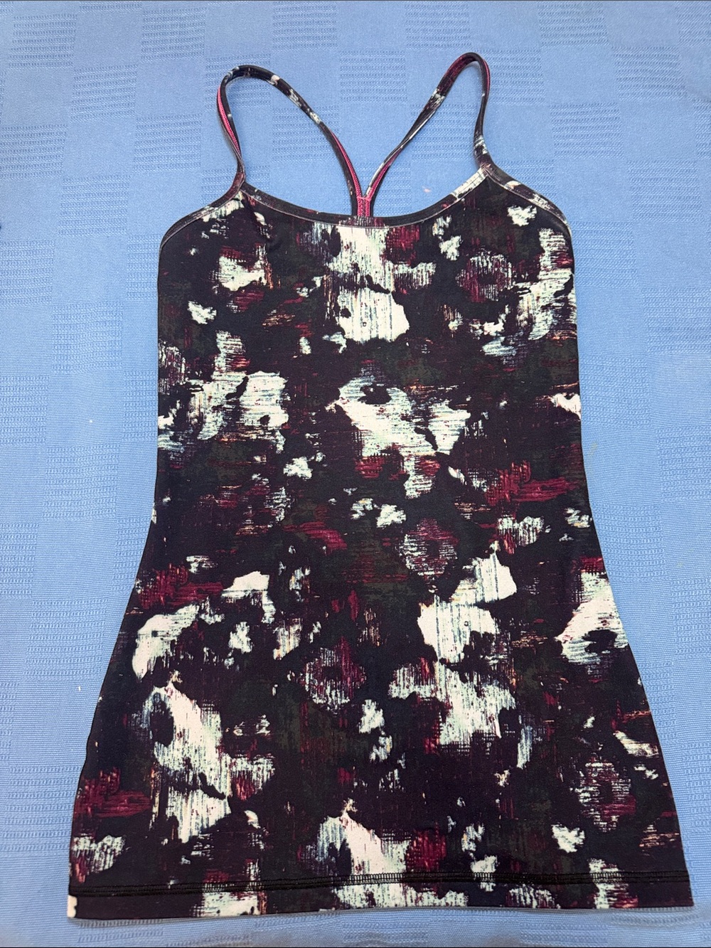 Lululemon Power Y Tank Paint Print Abstract Camo Size 2